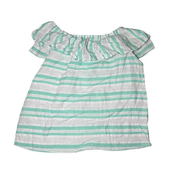 Cat & Jack Girls Sleeveless Top Striped Turquoise White Size Medium 7/8 Summer - Picture 2 of 7